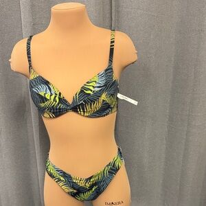 Victoria's Secret Swim Yellow and Black Leaf Bikini